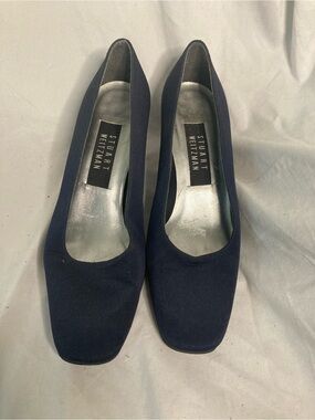 Stuart Weitzman Navy Suede Square-Toe Pumps